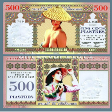 Сувенір БанкнотаФранцузький ІНДОКІТАЙ 500 піастрів 2019г. ПРЕСС. UNC. полімер