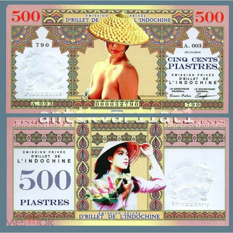 Сувенір БанкнотаФранцузький ІНДОКІТАЙ 500 піастрів 2019г. ПРЕСС. UNC. полімер