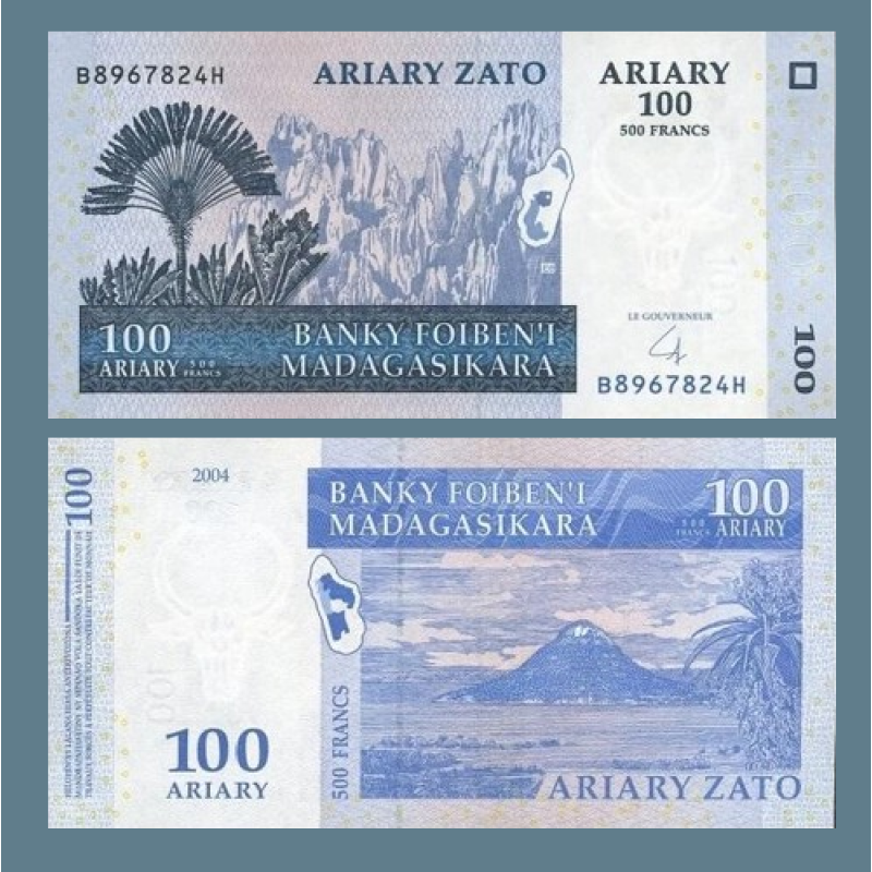 Колекційна банкнота Мадагаскару 100 аріарі 2004г. UNC до колекції