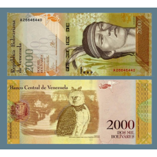 Колекційна банкнота 2000 болівар 2016г “Птах Сова“ Венесуела. UNC до колекції