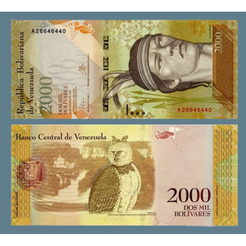 Колекційна банкнота 2000 болівар 2016г “Птах Сова“ Венесуела. UNC до колекції