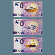 Набір сувенірних банкнот 0 Euro 0 євро Місця Чемпіонату світу з футболу 2022. World Cup Qatar — 3 банкноти