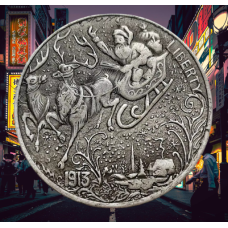 Сувенір монета долар США 1913г “Дід мороз і олені“. Hobo Coin American Morgan