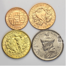 Набір Монет Бутана 1⁄2 рупії 1950 рік, 5 дорівнює 1979 р., 10 рисин 1979, 25 рисових рис 1979 р.