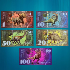 Набір 5 банкнот купонів Dino — Spain.Dinosaurs 2021 (Іспанія). бони UNC