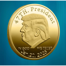 Пам“ятна монета 47 президент Дональд Трамп 20 Январю 2025г. голд