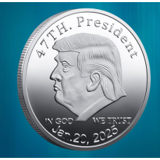 Пам“ятна монета 47 президент Дональд Трамп 20 Январю 2025г. сильвер
