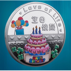 Пам“ятна кольорова монета “З днем народження“ Happi Birthday, Сільвер. Користь виконання бажань