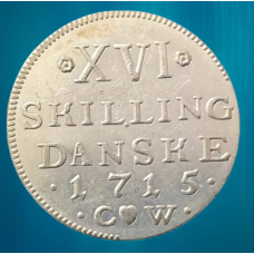 Монета сувенір Данія 16 скілінгів, 1713-1716