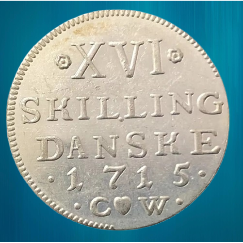 Монета сувенір Данія 16 скілінгів, 1713-1716