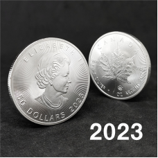 Сувенір монета 50 доларів, 2023 г сильвер. Британська королева Кленовий лист Канада