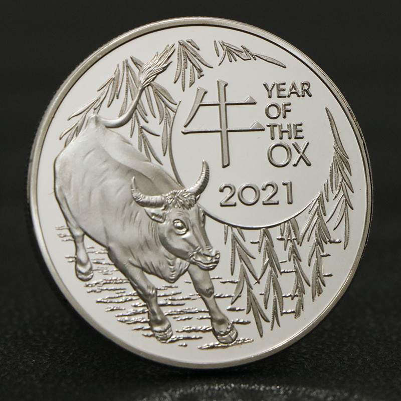 Сувенірна монета 1 долар 2021 Австралія 999 1 Oz Рік Бика