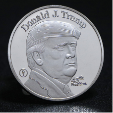 Пам“ятна монета Медаль 45-й президент США Дональд Трамп і Білий дім. Rounds. сильвер