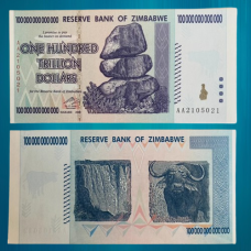 Банкнота 100 трильйонів доларів 2008 г Зімбабве(буйвіл) (колекційні)