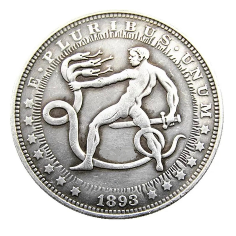 Сувенір монета долар США 1893г “Геркулеса та Гідра“. Hobo Coin American Morgan