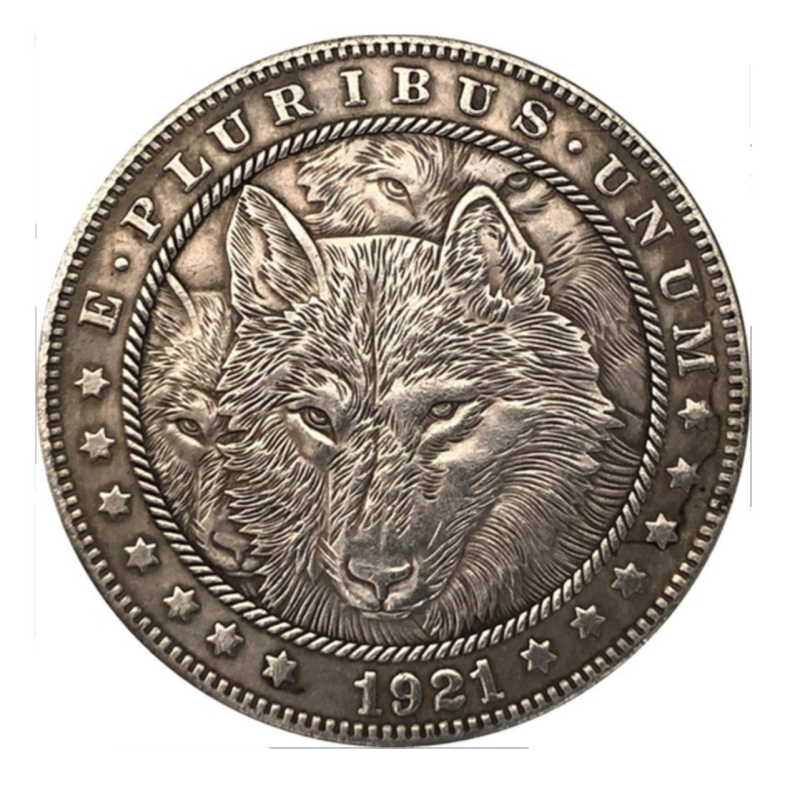 Сувенір монета 1 долар США 1921 “Вовк“. Hobo Coin American Morgan