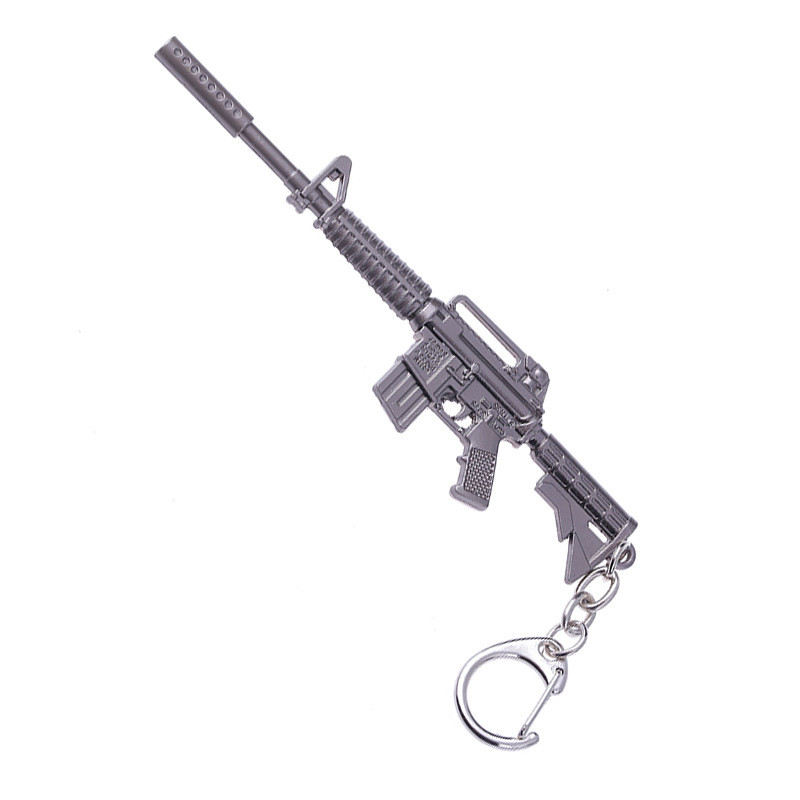Металевий Макет-брелок автомат M16A4 глушник 10 см. з гри PUBG