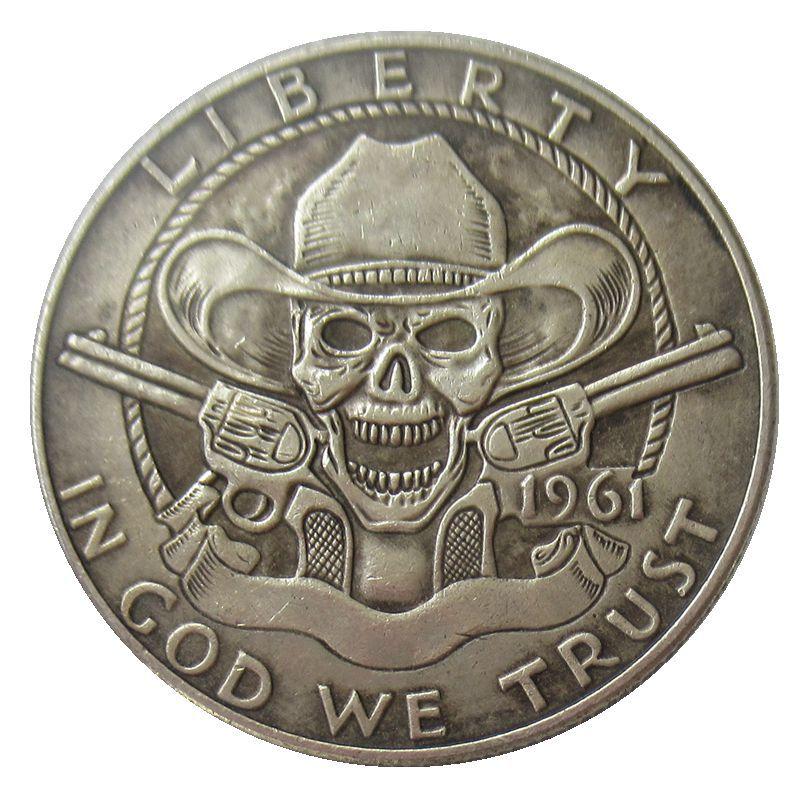 Сувенір монета 50 міліграм США 1961 “ Череп і два револьвери“ Hobo Coin American