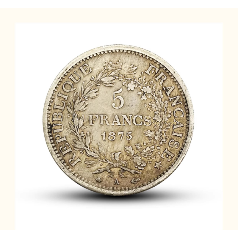 Сувенир Монета Франції Третя Республіка 5гладінів, 1875. Геркулес
