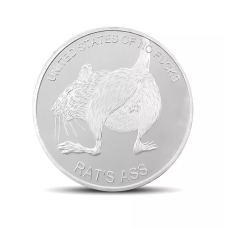 Сувенірна монета “Rats Ass“ 2019. щурячий хвіст. На удачу. сильвер, у капсулі