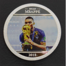 Сувенірна монета серія футбол “Киліан Мбаппе“ 2018г (No10) сльвер