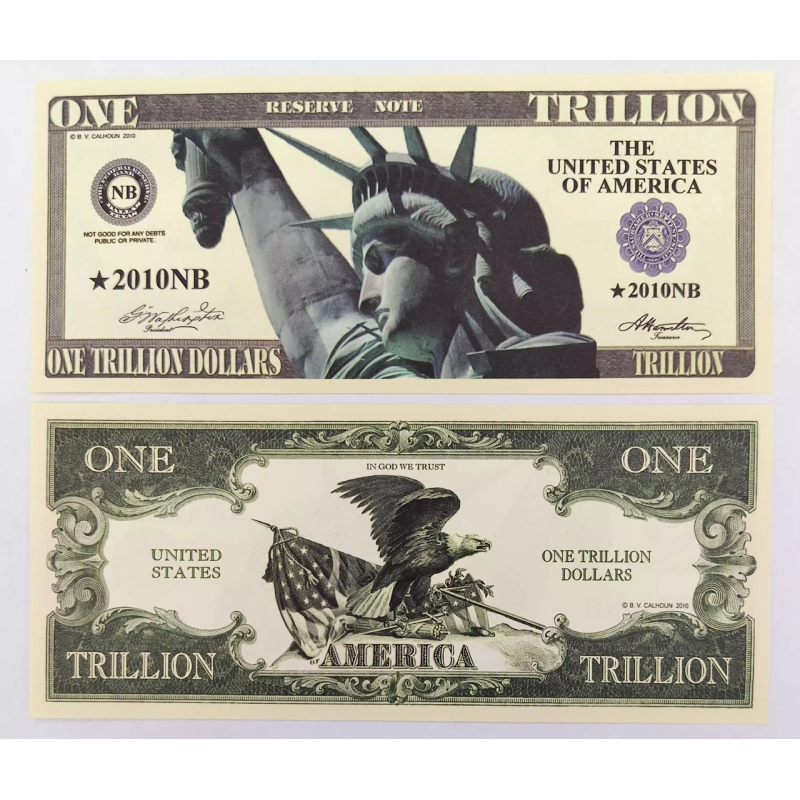 Сувенірна банкнота 1 трильйон доларів США 2010 г Свобода (водні знаки)