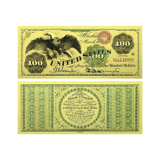 Золота колекційна банкнота США 100 доларів 1863г Золотий орел (золота фольга)