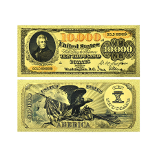 Золота колекційна банкнота США 10000 доларів 1878г Олександр Гамільтон (золота фольга)