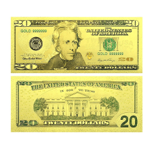 Золота колекційна банкнота США 20 доларів 2009г (золота фольга)