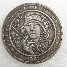 Сувенір монета долар СШАang 1887г “Дівчина із сигаретою“. Hobo Coin American Morgan