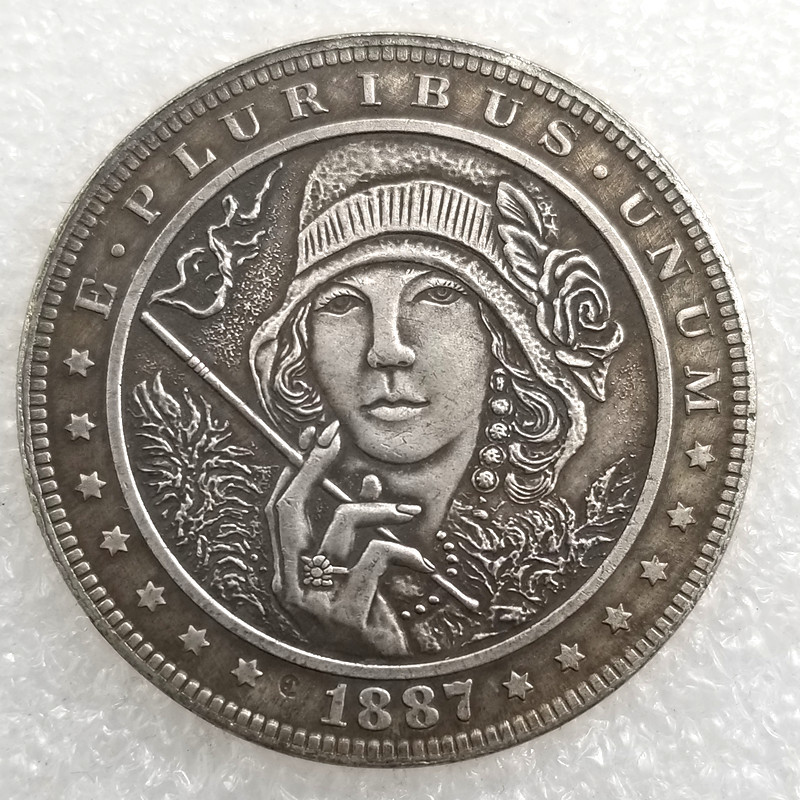 Сувенір монета долар СШАang 1887г “Дівчина із сигаретою“. Hobo Coin American Morgan
