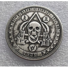 Сувенір монета 1 долар США 1921 Хобо “Череп і свічки“. Hobo Coin American