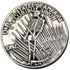Сувенір монета долар США 1922 “Скелет і голова свободи“ Hobo Coin American