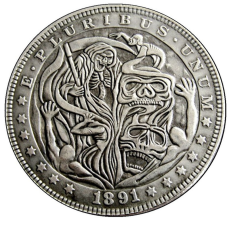 Сувенір монета 1 долар США 1891 “Санта Муерте“. Hobo Coin American