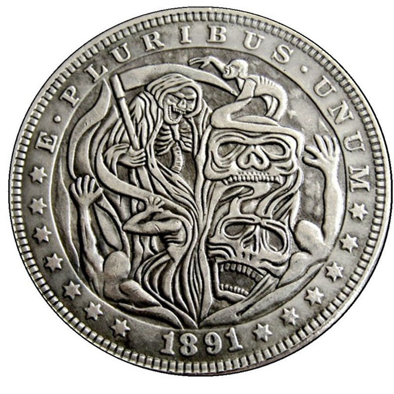 Сувенір монета 1 долар США 1891 “Санта Муерте“. Hobo Coin American