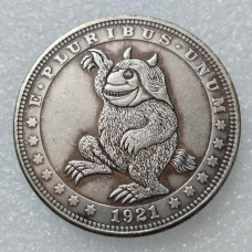 Сувенір монета долар США 1921 “Дикоя істота з рогами“.Hobo Coin American Morgan