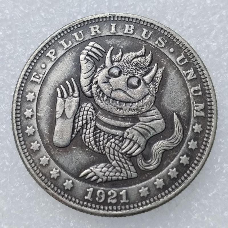 Сувенір монета долар США 1921 “Весела Дика істота з рогами“.Hobo Coin American Morgan
