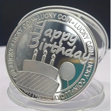 Пам“ятна сувенірна монета “З днем народження“ Happi Birthday, сильвер (торт), на удачу