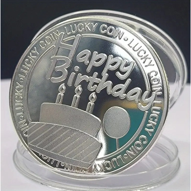 Пам“ятна сувенірна монета “З днем народження“ Happi Birthday, сильвер (торт), на удачу