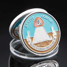 Сувенір пам“ятна монета Масонства кольорова. (Masonic Challenge Coin) сильвер
