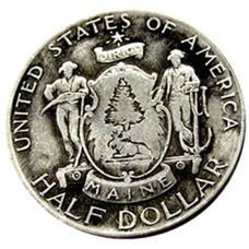Сувенір монета 1/2 долара (50 міліграм) 1820-1920 США. століття штату Мен (Maine Centennial Half Dollar).