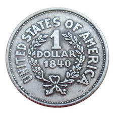 Сувенір монета 1 долар 1840 рік США бізон. новороб  (1840 Buffalo Silver One Dollar Commemorative ).