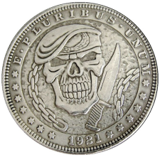 Сувенір монета долар США 1921 “Череп у береті“. Hobo Coin American Morgan