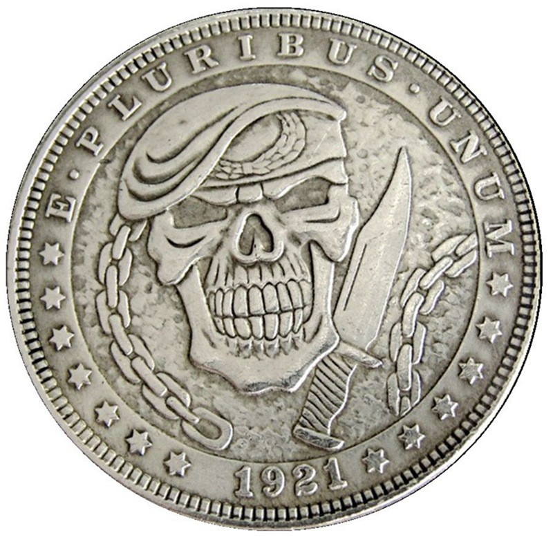 Сувенір монета долар США 1921 “Череп у береті“. Hobo Coin American Morgan
