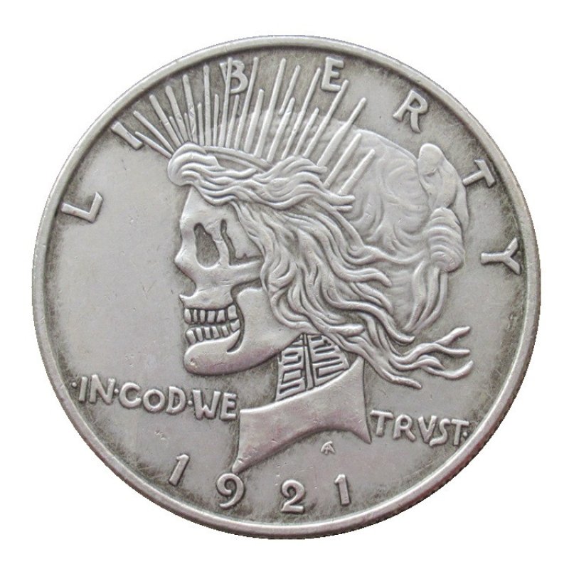 Сувенір монета мирний долар США 1921 “Свобода та череп свободи. Hobo Coin American