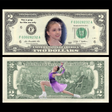 Сувенірна банкнота 2$ США 2009 г “Каміла валиєва“. сувенір у колекцію.