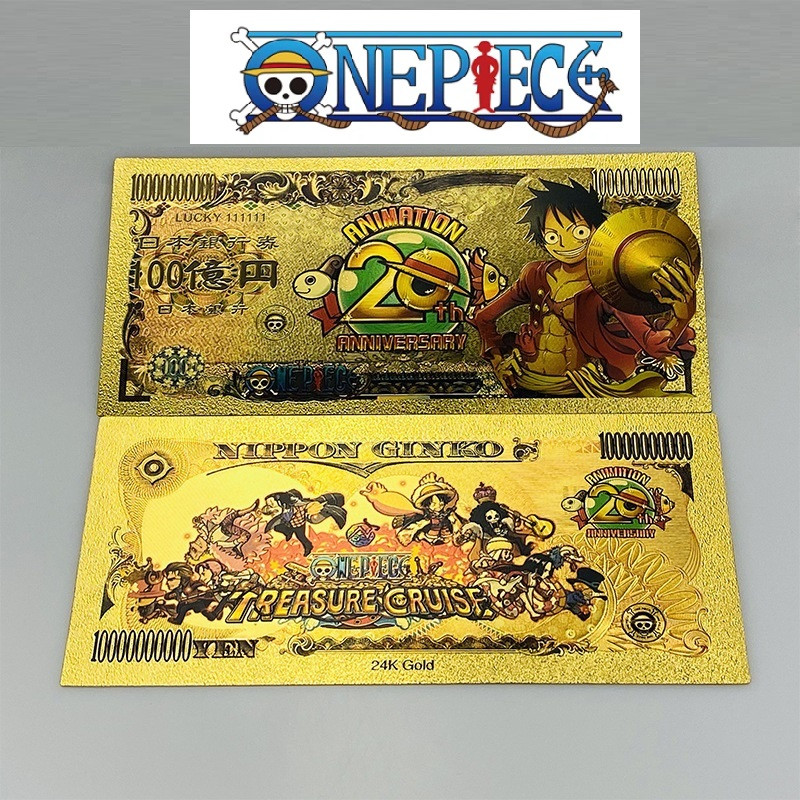 Золота колекційна банкнота герої аніме “One Piece“ Монкі Д. Луффі.  (золота фольга)