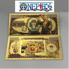 Золота колекційна банкнота герої аніме “One Piece“ Ророноа Зоро.  (золота фольга)