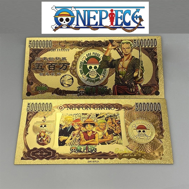 Золота колекційна банкнота герої аніме “One Piece“ Ророноа Зоро.  (золота фольга)