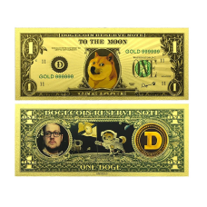 Золота колекційна банкнота 1 долар “Dogecoin“. TO THE MOON“. (золота фольга)